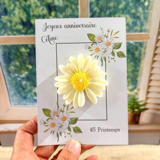 Bougie marguerite - carte personnalisable à l'unité