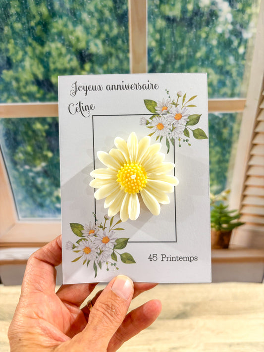 Bougie marguerite - carte personnalisable à l'unité